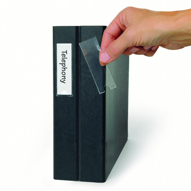 Självhäftande Etiketthållare, Permanent, 25 x 102 mm, med Utskrivbara Insatser på A4-ark