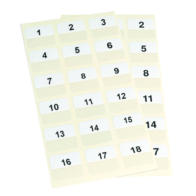 Självhäftande indexflik 3L, Permanent, 12 x 25 mm, Förtryckt 0-31