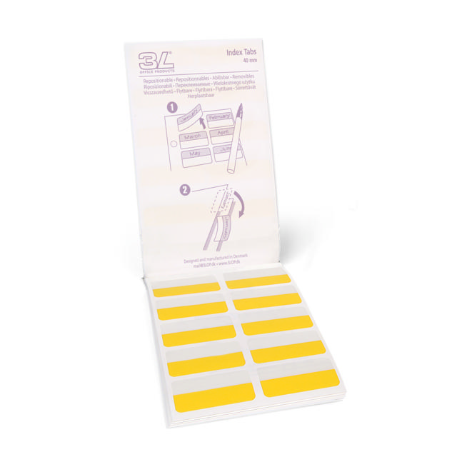 3L Indexflikar Block med 120 3L Självhäftande 12 x 40 mm Indexflikar, Flyttbara