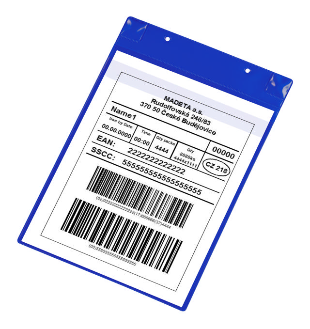 Magnetisk logistik-ID-ficka, med neodymmagneter och klaff, A4, ståendeformat