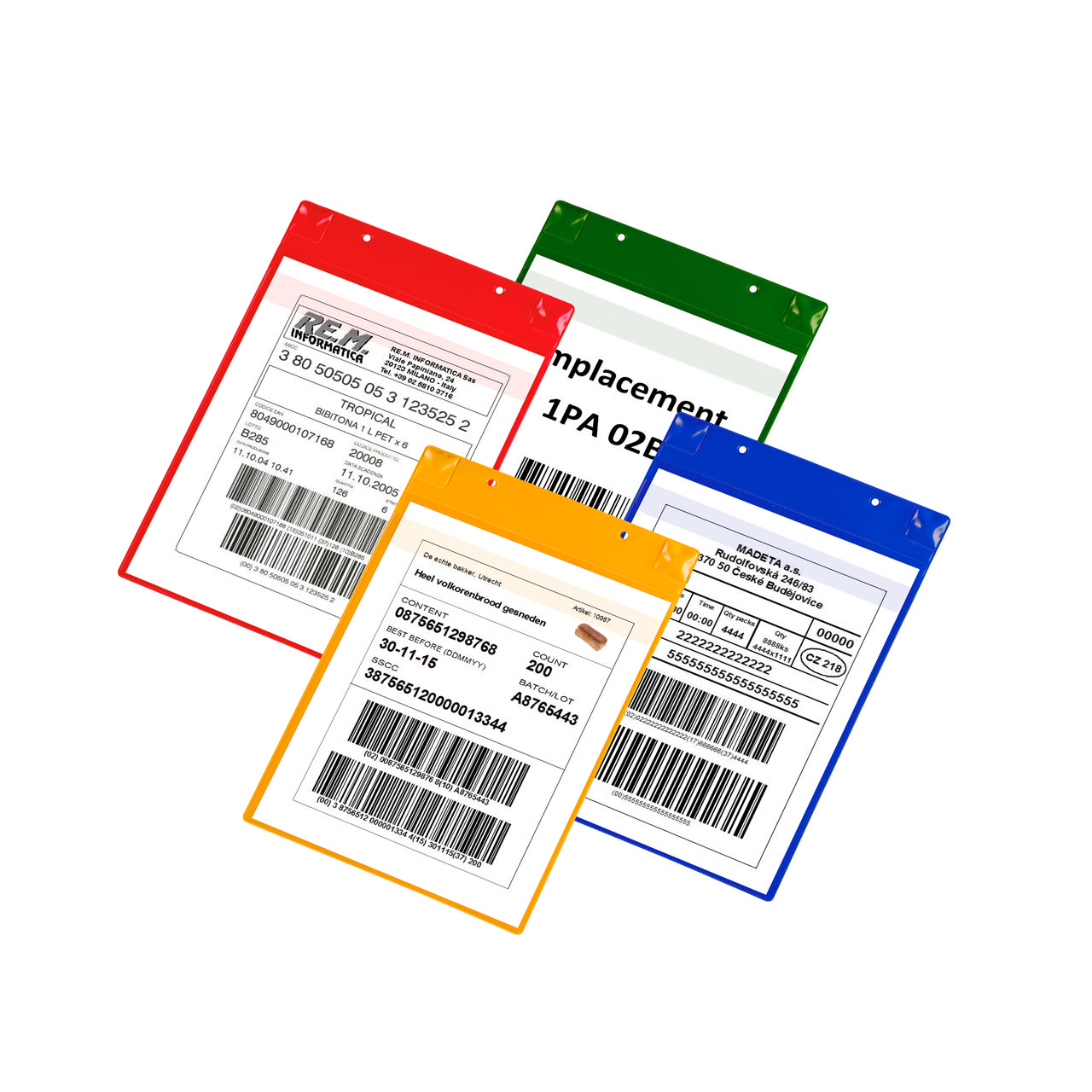 Magnetisk logistik-ID-ficka, med neodymmagneter och klaff, A4, stående