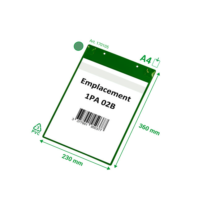 Magnetisk logistik-ID-ficka, med neodymmagneter och klaff, A4, stående