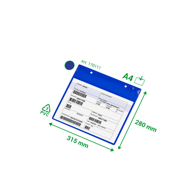 Magnetisk logistik-ID-ficka, med neodymmagneter och klaff, A4, liggande