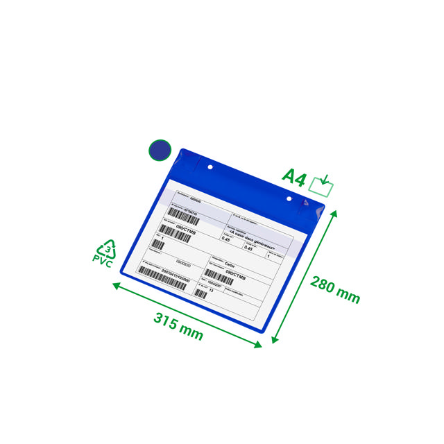 Magnetisk logistik-ID-ficka, med neodymmagneter och klaff, A4, liggande