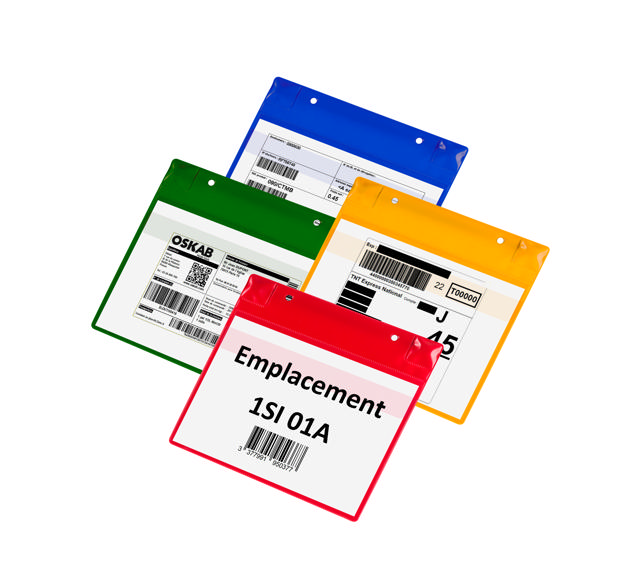 Magnetisk logistik-ID-ficka, med neodymmagneter och klaff, A5, liggande