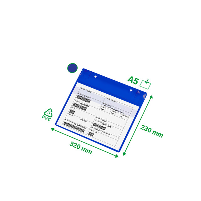 Magnetisk logistik-ID-ficka, med neodymmagneter och klaff, A5, liggande
