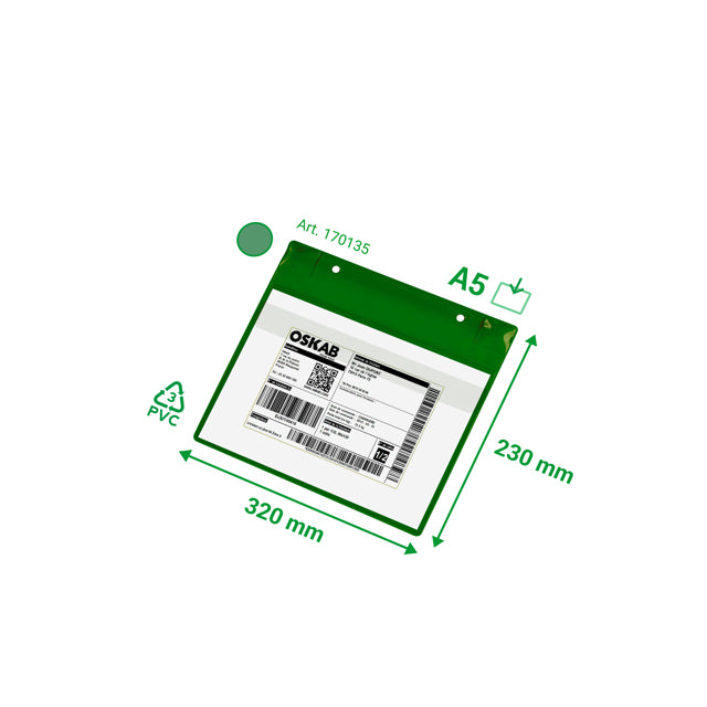 Magnetisk logistik-ID-ficka, med neodymmagneter och klaff, A5, liggandeformat