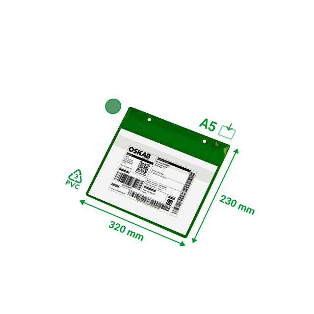 Magnetisk logistik-ID-ficka, med neodymmagneter och klaff, A5, liggandeformat