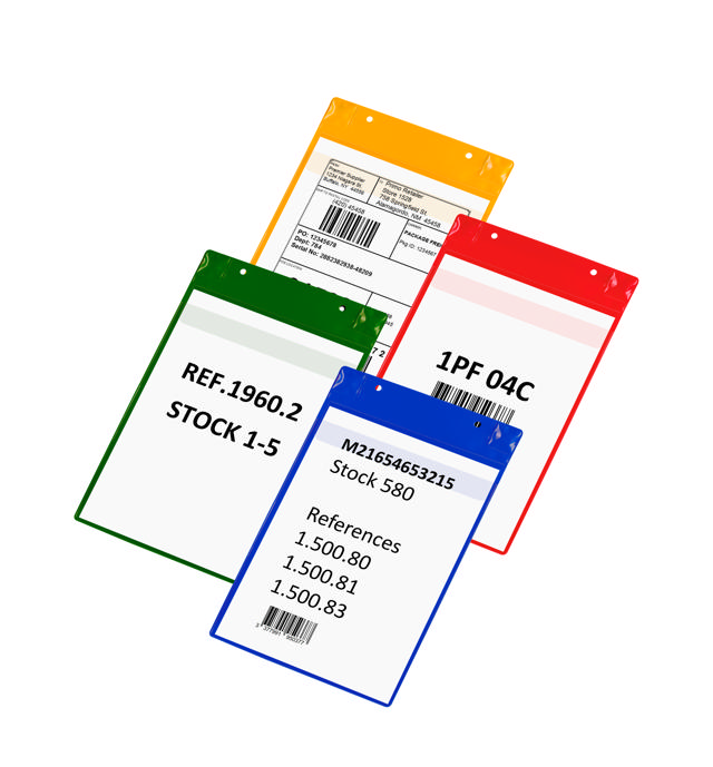 Magnetisk logistik-ID-ficka, med neodymmagneter och klaff, A4 XL, ståendeformat