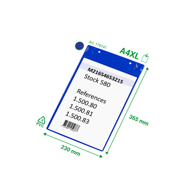 Magnetisk logistik-ID-ficka, med neodymmagneter och klaff, A4 XL, ståendeformat