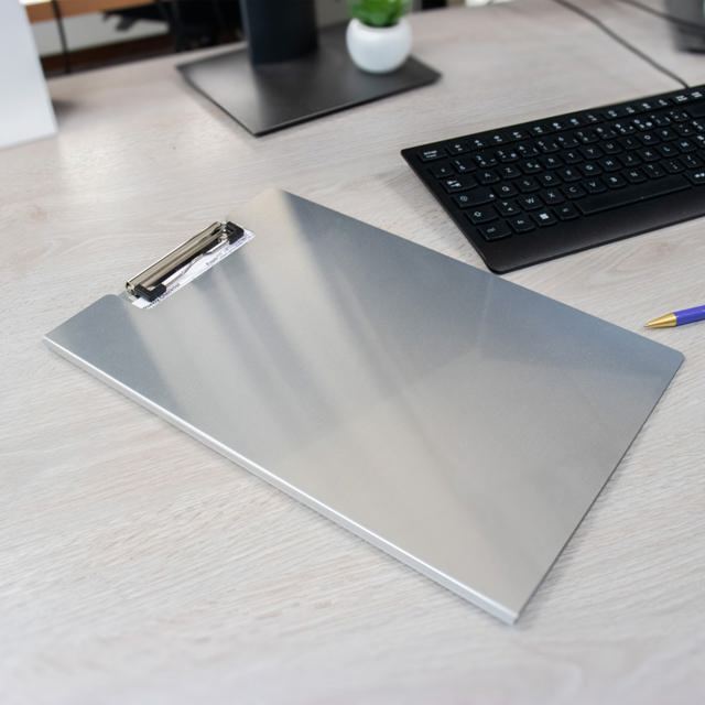 Klippbord med lock, aluminium, A4, stående