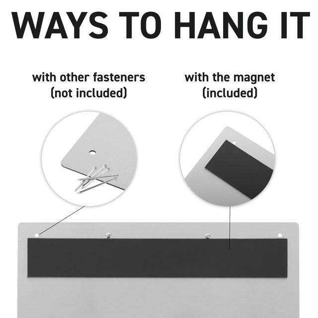 2-rings displaypärm, med magnetfäste, aluminium, A4, liggande