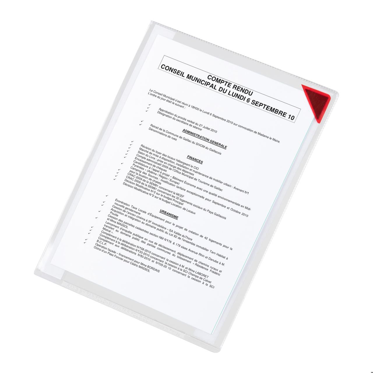 Självhäftande annonsficka Kang Easy Clic, ompositionerbar, A4, röd hörn