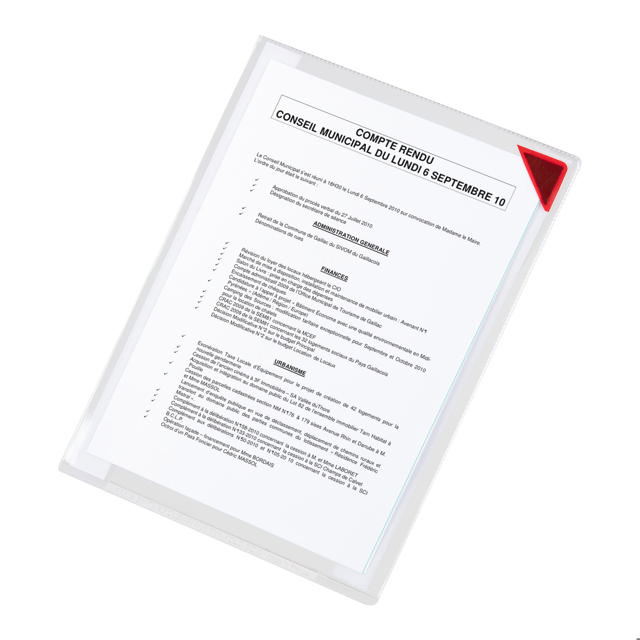 Självhäftande annonsficka Kang Easy Clic, ompositionerbar, A4, röd hörn