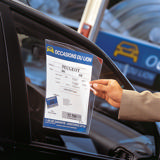 Självhäftande annonsficka Kang Easy Clic, ompositionerbar, A4, röd hörn