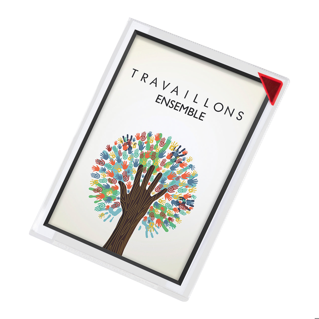 Självhäftande annonsficka Kang Easy Clic, omplacerbar, A5, röd hörn