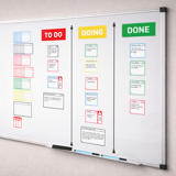 Magnetiskt uppgiftskortsset för Kanban-tavla, 3 kolumner, S-kort