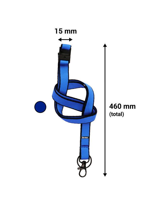 Platt textilnyckelband, med svängkrok och nyckelring