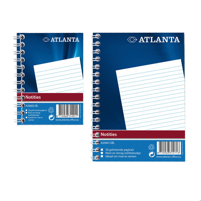Atlanta Anteckningsbok, A7, Spiral, FSC®