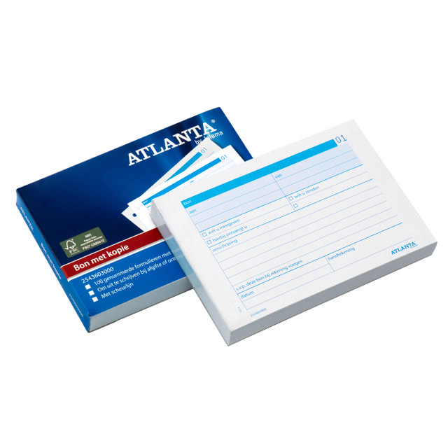Atlanta kvittensblock, med 2 karbonkopior, A6, NL-text, FSC®