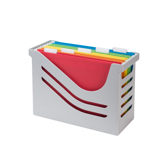 Re-Solution Office Box, med 5 A4 Euroflex hängmappar, 100% återvunnet, Blå Ängeln