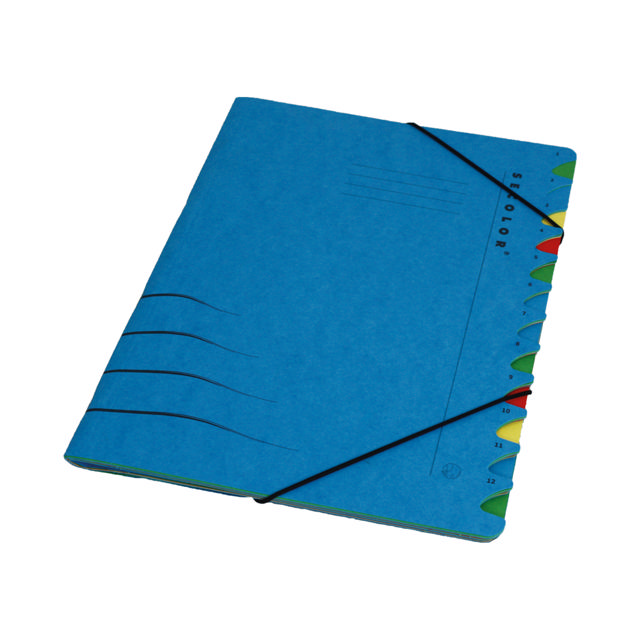 Secolor 12-flikars sorteringsmapp, A4, 100% återvunnen kartong, FSC®