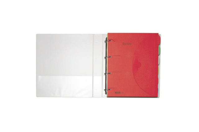 Pärm med 6 Smartfolder perforerade mappar med flikar, komplett juridiskt register, A4