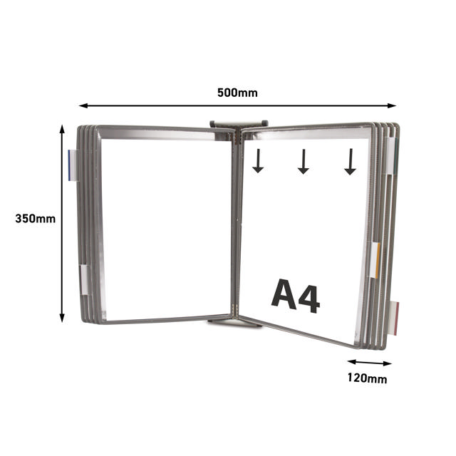 Tarifold metallvägg dokumentdisplaysystem, A4, 10 fickor
