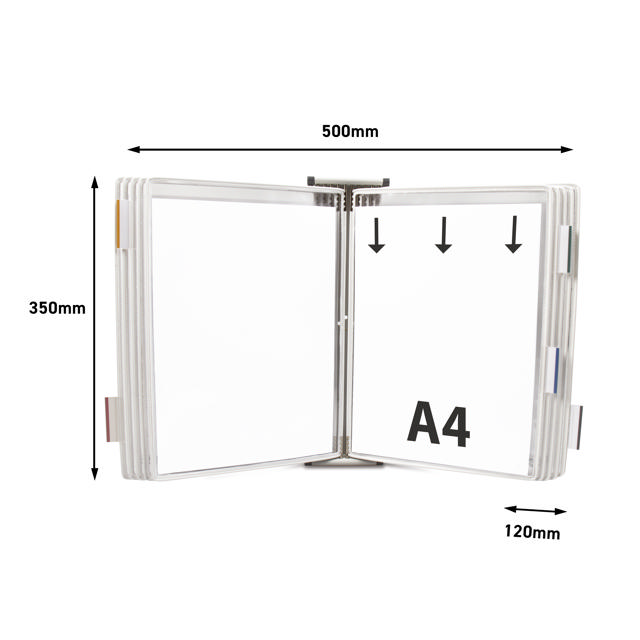 Tarifold metallvägg dokumentdisplaysystem, A4, 10 fickor (färgad förpackning)