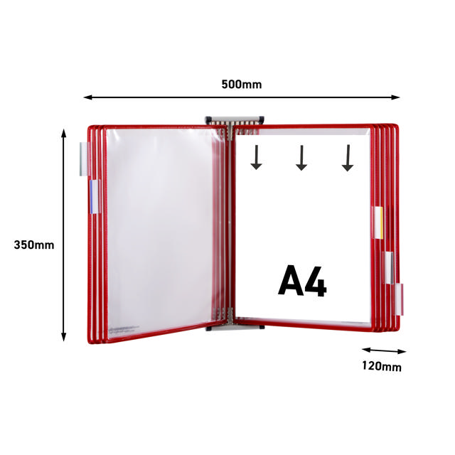 Tarifold metallvägg dokumentdisplaysystem, A4, 10 fickor