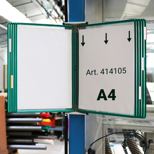 Tarifold metallväggdokumentdisplaysystem, A4, 10 fickor (färgad förpackning)