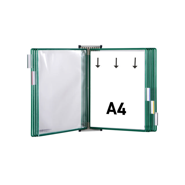 Tarifold metallväggdokumentdisplaysystem, A4, 10 fickor (färgad förpackning)