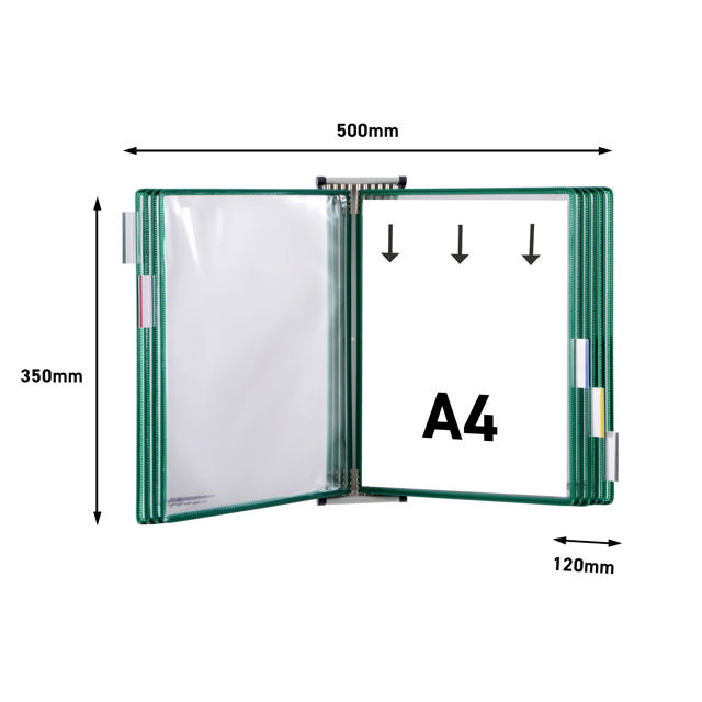 Tarifold metallväggdokumentdisplaysystem, A4, 10 fickor (färgad förpackning)