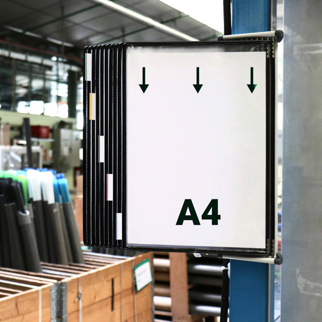 Tarifold metallväggdokumentvisningssystem, A4, 10 fickor (färgad förpackning)