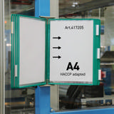 Tarifold väggmonterat dokumentsystem i rostfritt stål, A4, 10 fickor, sidoinmatning vänster