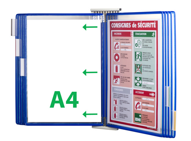 Tarifold Metal Väggdokumentdisplay Förlängningskit, A4, 10 Fickor, Vänstersidig Inmatning