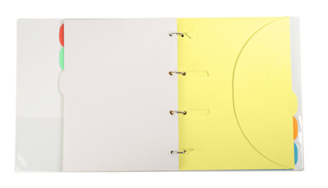 Anpassningsbar pärm med 6 smartfolder perforerade mappar med flikar, A4