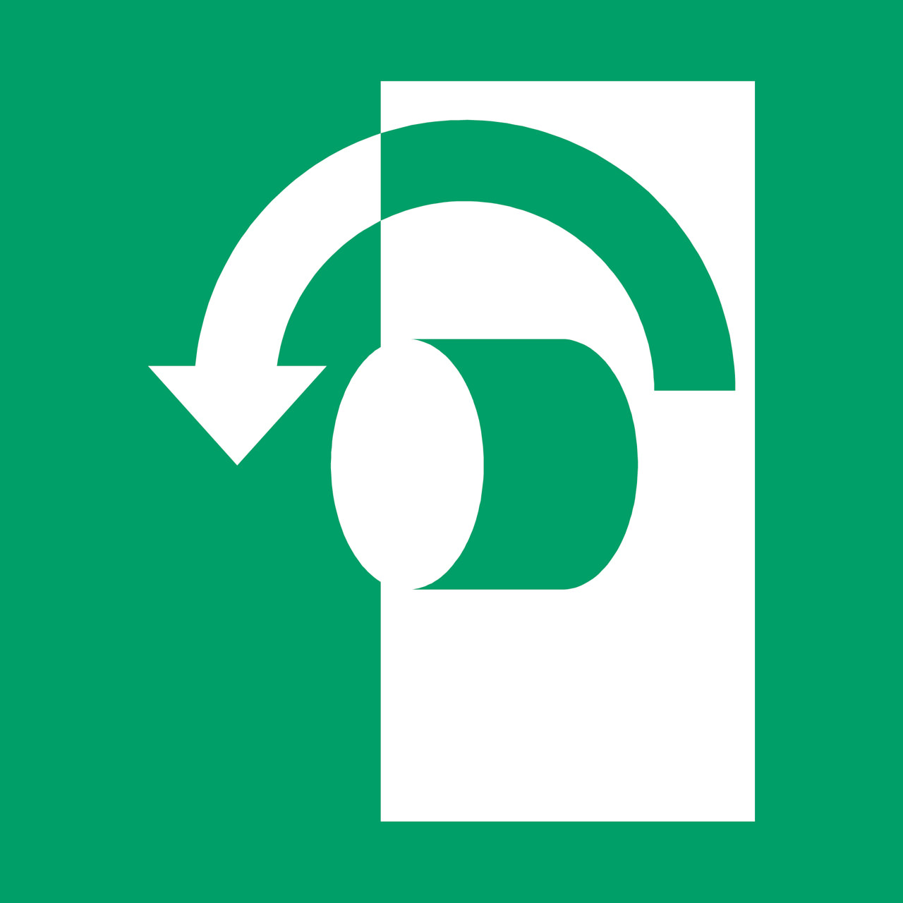 Säkerhetsskylt Vrid moturs för att öppna, 150 x 150 mm