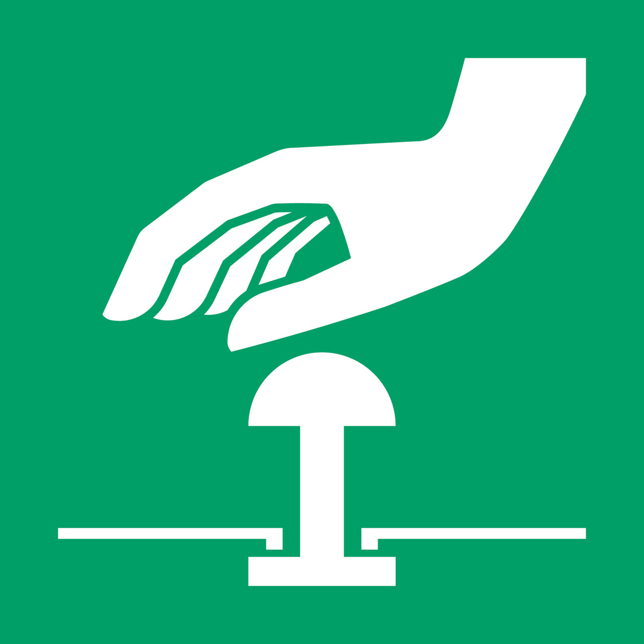 Säkerhetsskylt Nödstoppknapp, 150 x 150 mm