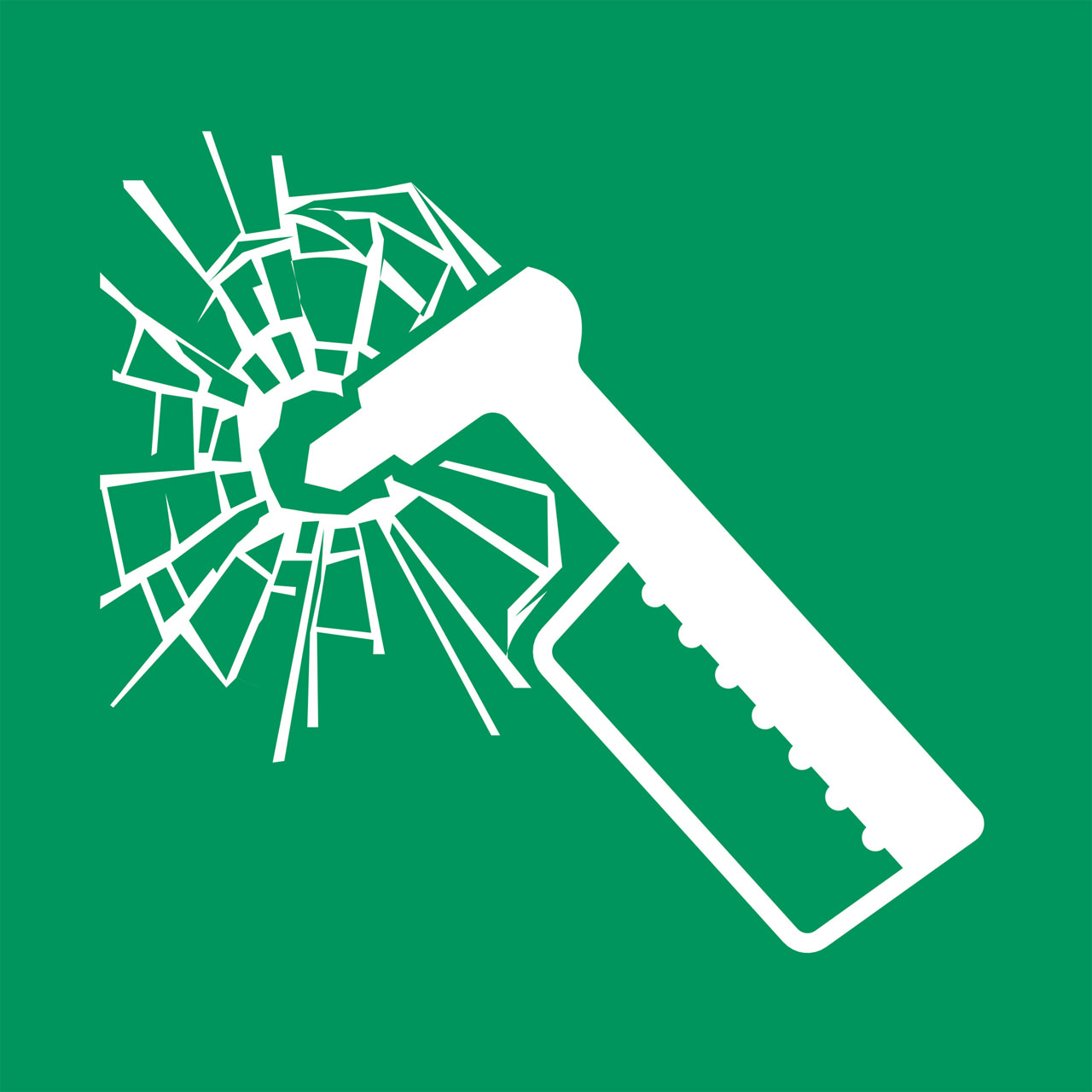 Säkerhetsskylt Nödhammare, 200 x 200 mm