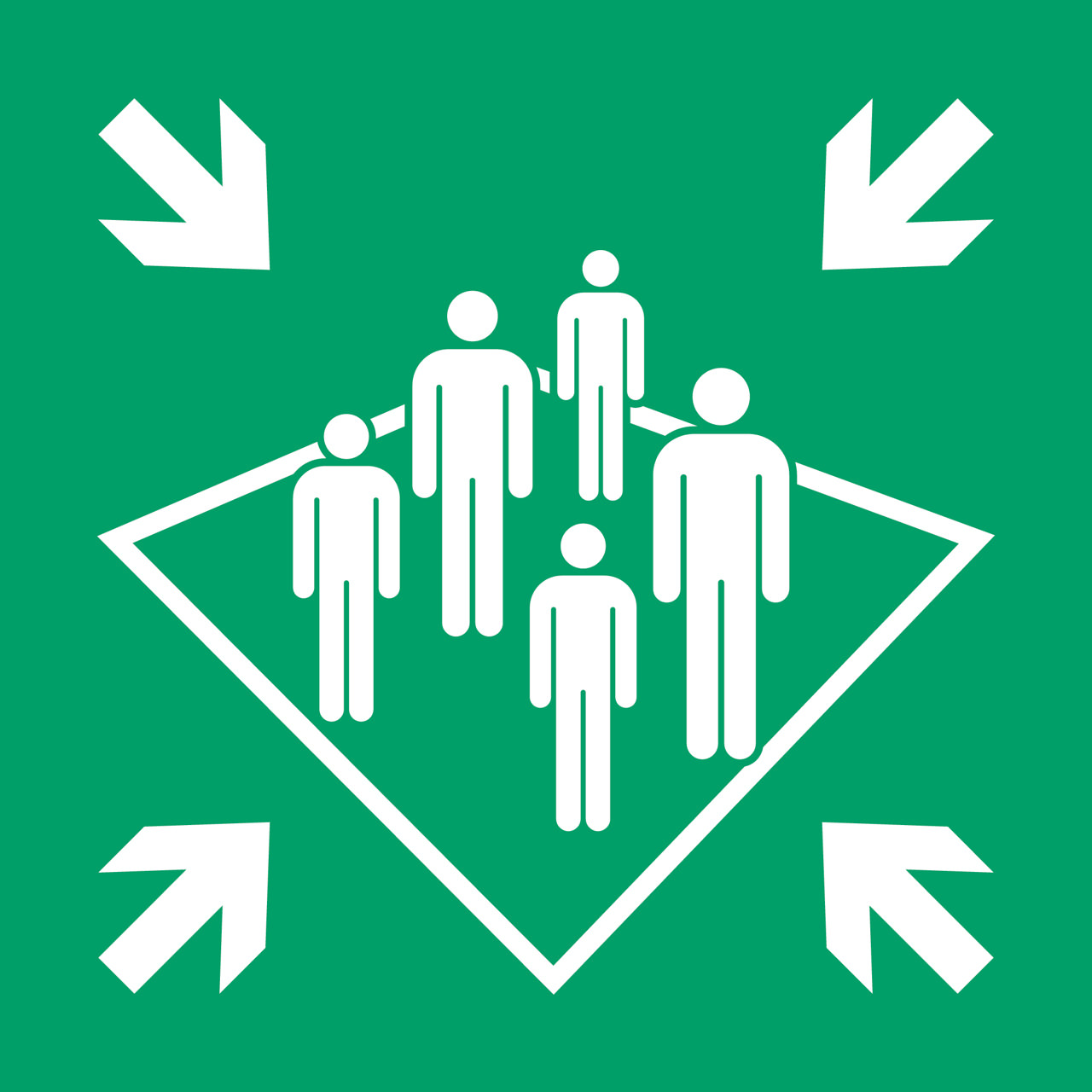 Säkerhetsskylt Samlingsstation Ombord, 150 x 150 mm