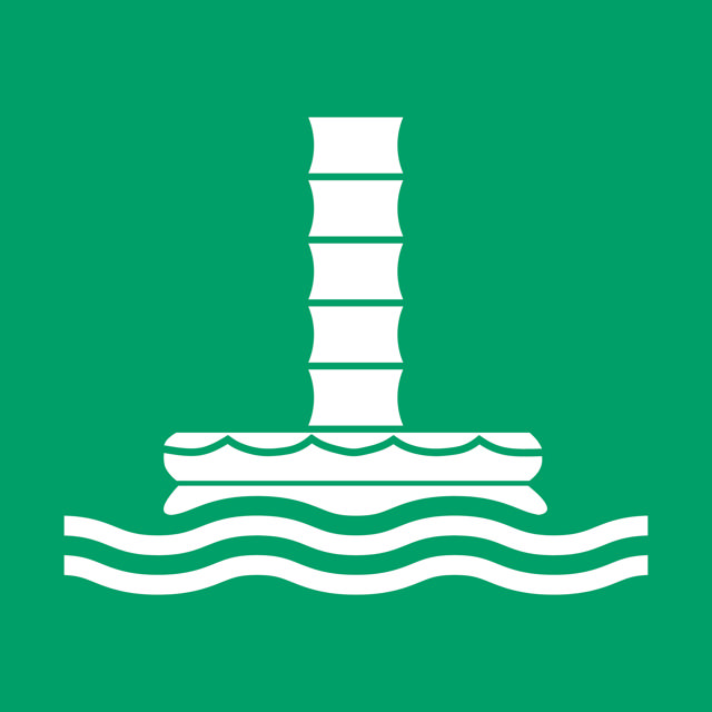 Säkerhetsskylt Marin Evakueringsränna, 300 x 300 mm