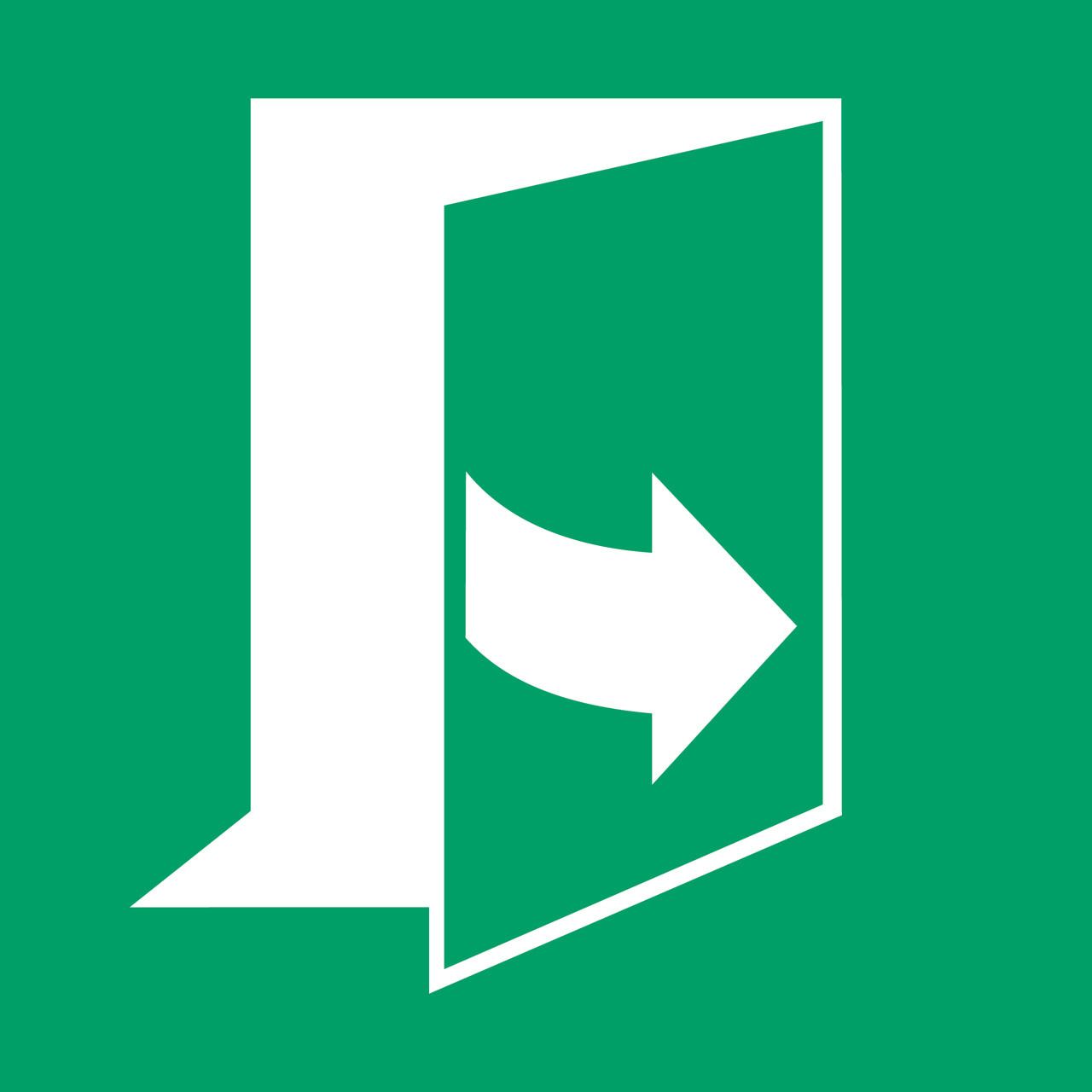 Säkerhetsskylt Dörren öppnas genom att dra på vänster sida, 300 x 300 mm