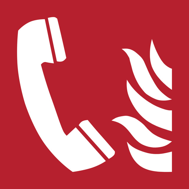 Säkerhetsskylt Brandnödsituation Telefon, 200 x 200 mm