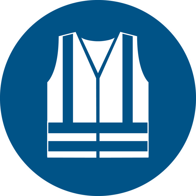 Säkerhetsskylt Bär högsynlighetskläder, 200 mm