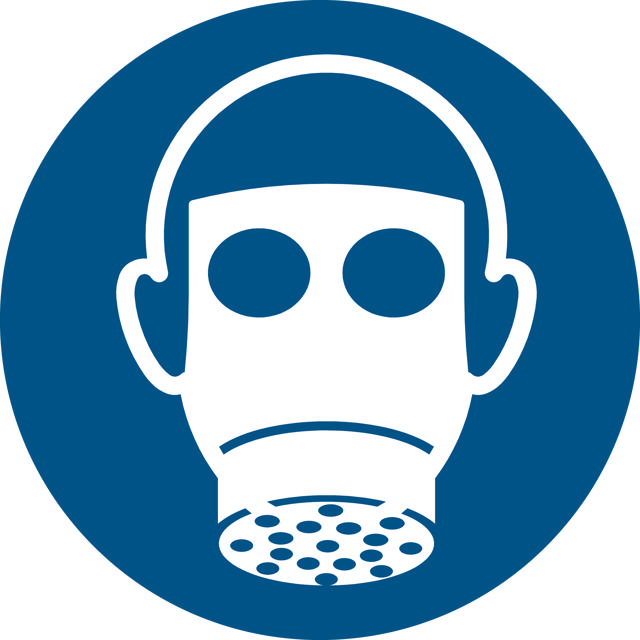 Säkerhetsskylt Använd andningsskydd, 200 mm