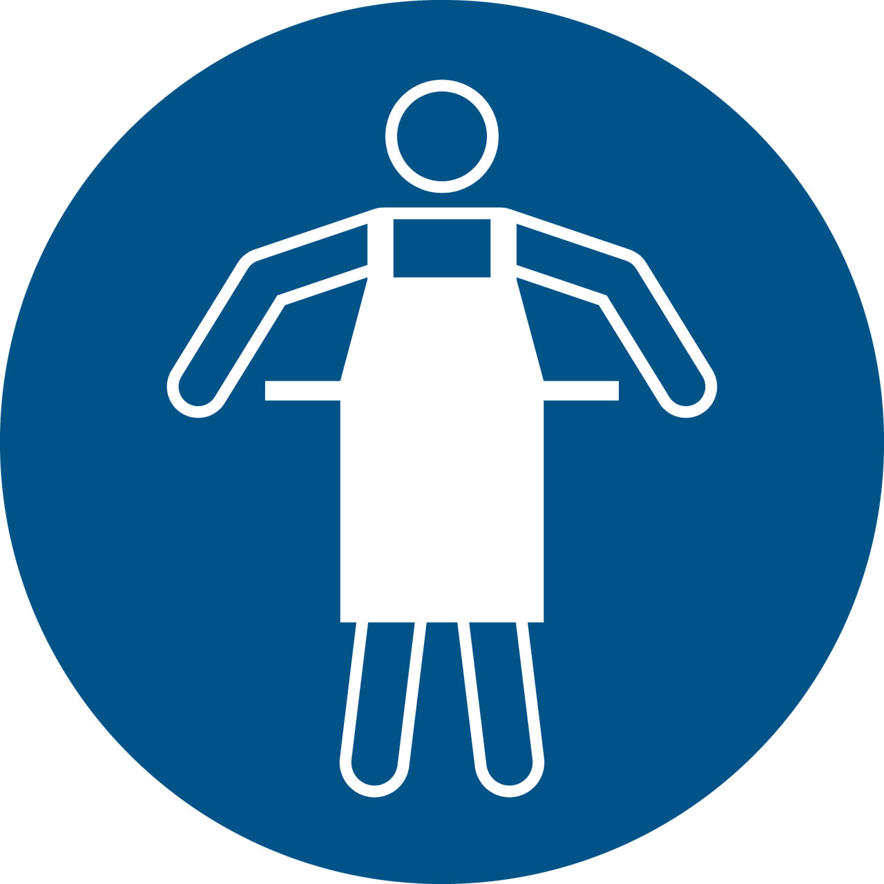 Säkerhetsskylt Använd skyddsförkläde, 300 mm