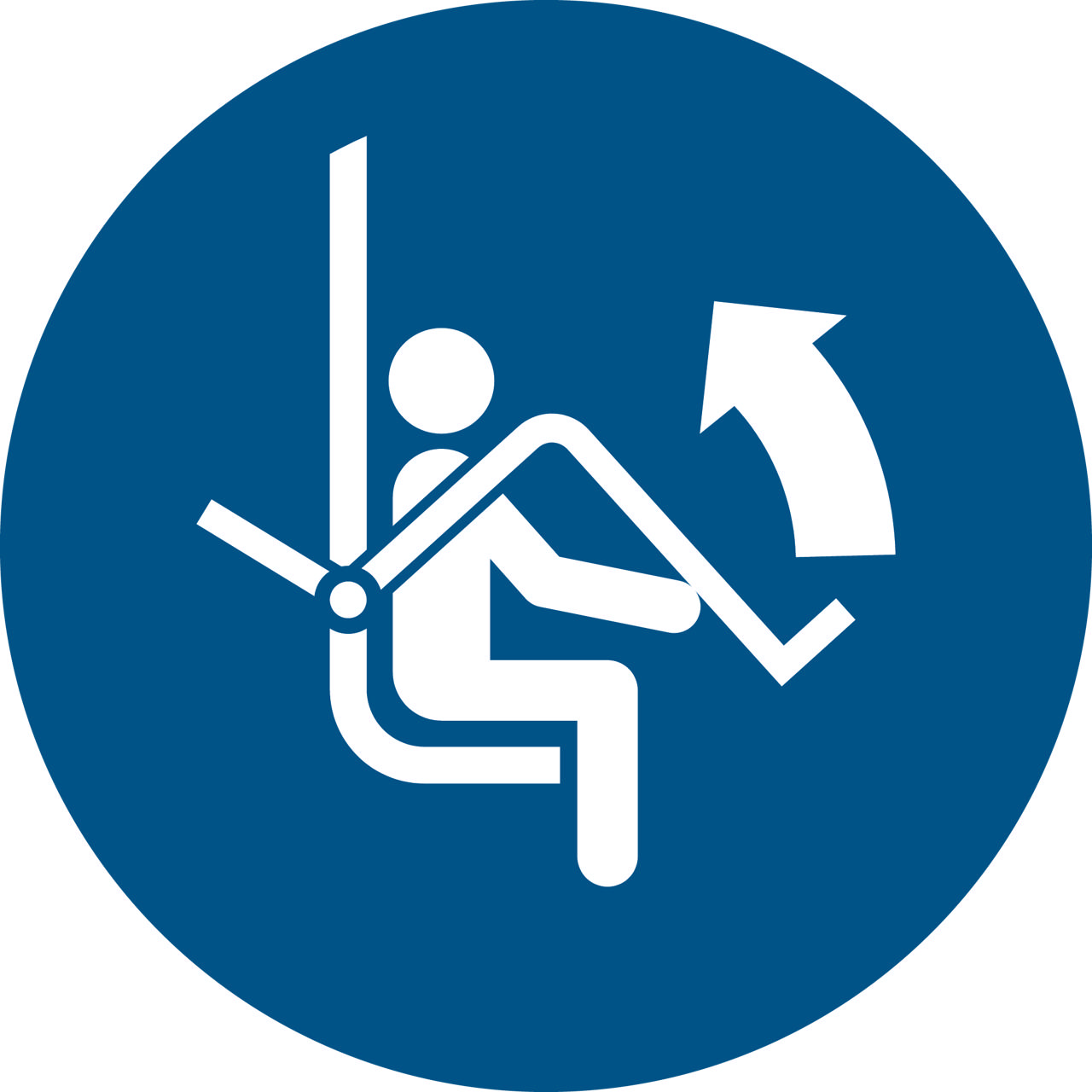 Säkerhetsskylt Öppna Säkerhetsbygeln på Stolliften, 300 mm