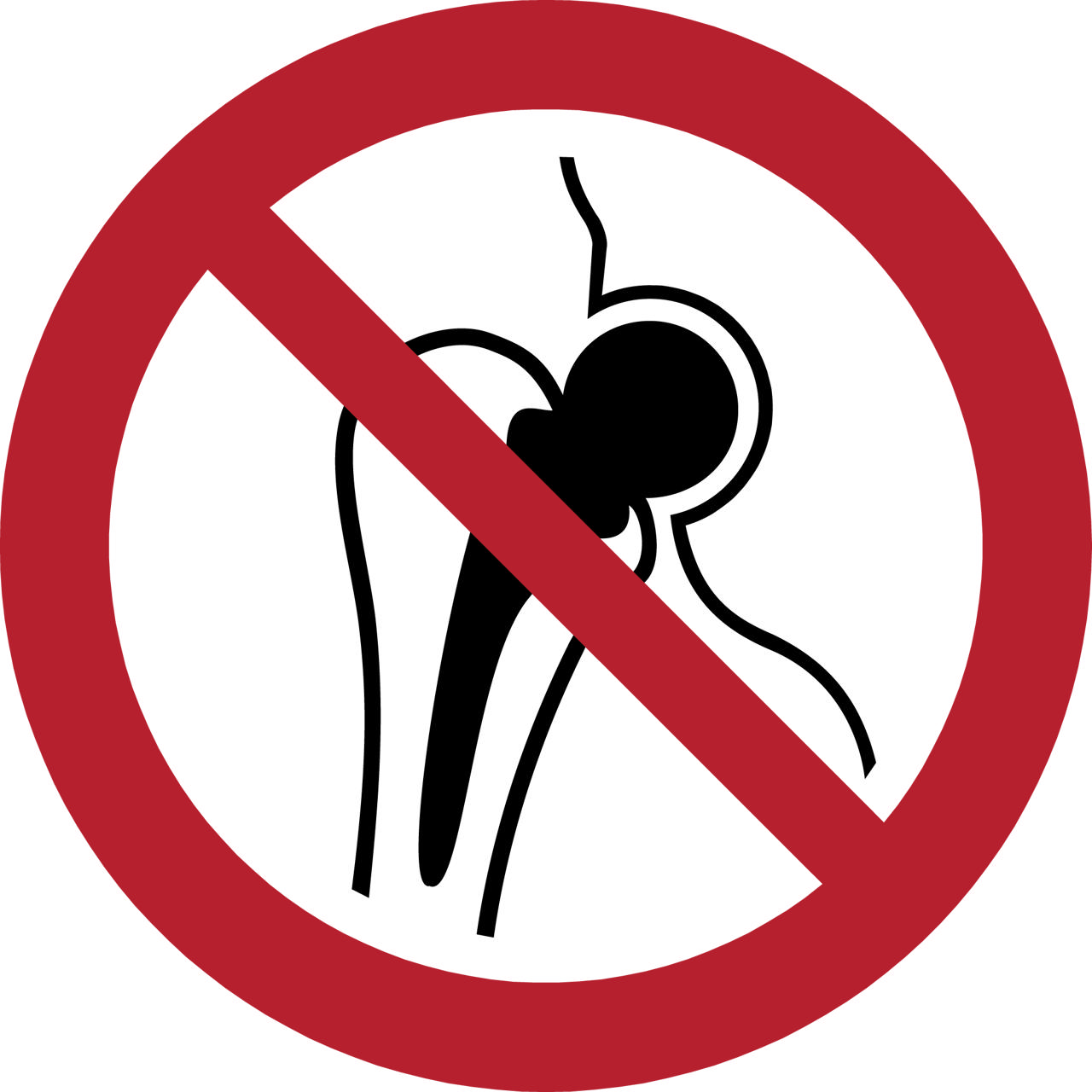 Säkerhetsskylt Ingen åtkomst för personer med metallimplantat, 300 mm