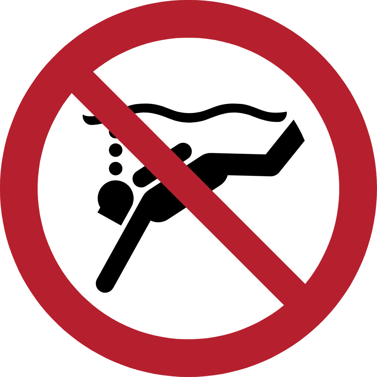 Säkerhetsskylt Ingen undervattensdykning, 200 mm